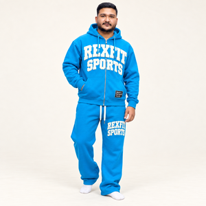 Ensemble sweat-shirt et pantalon de jogging Rexfit Sports pour homme, bleu, coton, French Terry, décontracté, hiver, respirant, fermeture éclair intégrale - Product Image 1