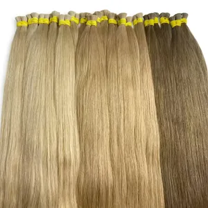 ผมตรงยาวสีบลอนด์ประกายเทาแบบ Remy แท้จากอินเดีย  แบบเส้นต่อเส้น  ฐานไหม HD โปร่งใส  แบบ Double Drawn  ปรับความยาวได้ 100% - Product Image 1