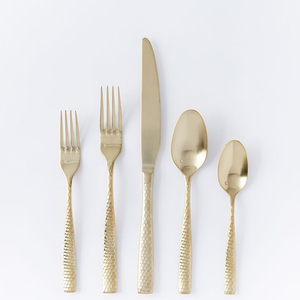 Ensemble de couverts en acier inoxydable doré, finition miroir, avec manche en bambou, pour mariage, hôtel, maison et café - Product Image 6