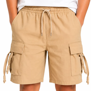 Boys Dark Green Utility Cargo Shorts Adjustable <b>Belt</b> <b>Elastic</b> Waist Casual Summer Multi Pocket Functional Design Lightweight - Product Image 1