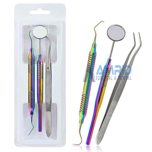 Kit d'instruments de nettoyage dentaire manuel en acier inoxydable avec miroir buccal ergonomique et outils de détartrage par AMRID SURGICAL - Product Image 3