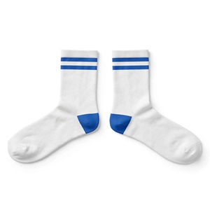 Chaussettes de sport respirantes à rayures blanches et bleues personnalisées, chaussettes de sport athlétiques unisexes, chaussettes décontractées de performance, vente en gros - Product Image 5