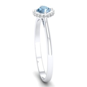 REYES GRA Certified 925 Sterling Silver Moissanite Engagement <b>Ring</b> with Natural Aquamarine Gemstone <b>Fine</b> Jewelry Birthstone <b>Ring</b> - Product Image 3