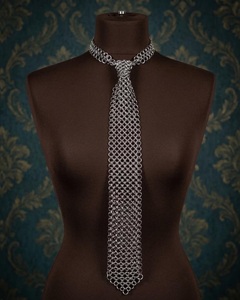 Handmade Chainmail <b>Tie</b> Necklace – Medieval Metal Mesh Necktie, Gothic Chainmails Accessory, Unisex Statement <b>Tie</b> for Cosplay - Product Image 4