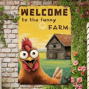 CIFbuy Plaque en aluminium rustique vintage 8x12 pouces, motif poulet de ferme, pour bar, TikTok, service de retrait Temu, catégorie Plaques - Product Image 2