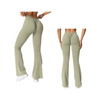 OEM ODM Women Mid Waist <b>Flare</b> Yoga <b>Leggings</b> Custom Logo Stretch Fitness Gym Pants Wholesale Sportswear - Product Image 1