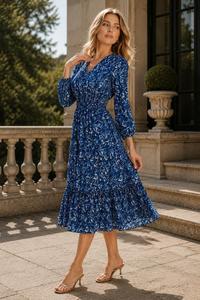 Vestido Midi Estampado Floral Elegante para Mujer, Ropa Casual de Verano para Fiestas, Vestido Ecológico de Moda para Mujeres y Niñas - Product Image 3