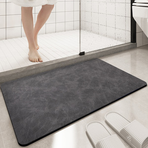 Alfombra de baño rectangular minimalista de color sólido, microfibra antideslizante con base de goma para ducha, baño, suelo, alfombra de baño de TPE - Product Image 1