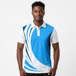 <b>Men's</b> Short Sleeve Polo Shirt Green White Black Geometric Print Quick Dry Polyester Casual Fit - Product Image 2