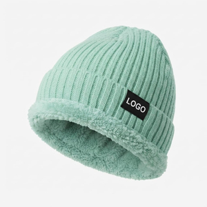Trendy Sherpa Fleece Lined Beanie Warm Rib Knit <b>Winter</b> Wear <b>Hat</b> with Custom Logo Unisex <b>Hat</b> For Men <b>Women</b> - Product Image 5