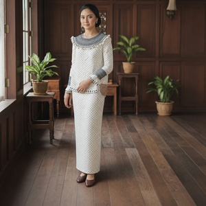 Vestido Musulmán Modesto Sedondon Raya 2025 de Manga Larga, Ecológico, con Patrón Geométrico, Tela Crepé Sin Plancha, Disponible en Stock - Product Image 1