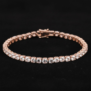 Pulsera de tenis de oro macizo de 14K con moissanita redonda, engaste de puntas, joyería fina clásica para hombre - Product Image 5