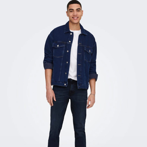 Chaqueta de Mezclilla para Hombre, Nuevo Diseño, Corte Regular, Cierre de Botones, Color Sólido, Informal, Otoñal, de Algodón Lavable, con Costuras Decorativas - Product Image 2