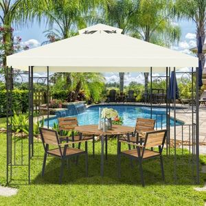 Gazebo da Giardino a 2 Livelli 3x3 Metri, Tenda a Baldacchino Stile Pergola - Product Image 6
