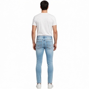 Jean en denim pour homme, taille mi-haute, coupe droite, en coton, délavé, coupe classique, décontracté, respirant, séchage rapide, écologique, été - Product Image 6