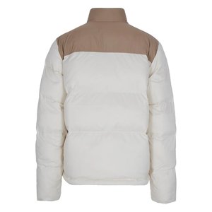 Abrigo de Plumón para Hombre, Color Beige Crema, con Bloques de Color, Cuello Alto, Cierre de Cremallera, Grueso, Informal, Corte Regular, para Invierno, Venta al Por Mayor - Product Image 2