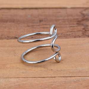 SHYAM JEWELRS Twisted Cable Pattern 925 Silver <b>Wrap</b> Ring Handmade Adjustable Double Band Finger Splint Luxury Unisex <b>Wedding</b> - Product Image 2