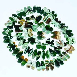 Par de Gemas Sueltas de Calcedonia Verde Natural de la India, Alta Calidad, Cabujón para Fabricación de Joyería, Venta al Por Mayor - Product Image 4