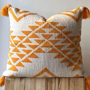 Minimalist Geometric Woven Cotton Cushion Soft Printed Breathable Fabric Minimalist <b>Throw</b> Pillow <b>Cover</b> for Couch Bench Armchair - Product Image 5