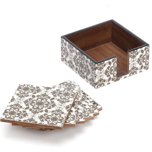 Wholesale Eco-Friendly Wooden <b>Drink</b> <b>Coasters</b> Set Decorative Printed Square <b>Coaster</b> with Box Custom Logo Tableware Table Mat - Product Image 1