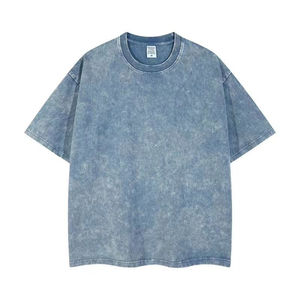 Acid Wash T-Shirt for Men 100% Cotton Knitted Fabric Blank Design Eco-Friendly Breathable Oversized Fit O-Neck Silk Screen - Product Image 3