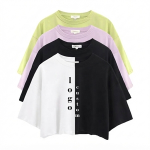 Custom <b>Women</b> T-<b>Shirt</b> Print Drop Shoulder Crew Neck Vintage <b>loose</b> fit Quick Dry Anti-Wrinkle Breathable summer season apparel OEM - Product Image 1