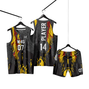 Uniformes de Baloncesto Personalizados con Transferencia Térmica, Cuello Redondo, 100% Poliéster, Transpirables, Secado Rápido, Conjunto de Camiseta y Pantalones Cortos - Product Image 1