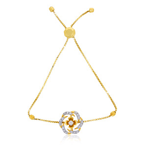 Luxury 18K Yellow Gold Diamond Floral Adjustable <b>Bracelet</b> for Women | Modern Flower Charm <b>Slider</b> <b>Bracelet</b> | Elegant Fine Jewelry - Product Image 1