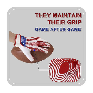 Guantes de fútbol americano sin dedos con estampado por sublimación en rojo, azul, negro y camuflaje, antideslizantes, con cierre de velcro, unisex, para todas las estaciones. - Product Image 3