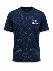 T-shirt à manches courtes pour homme, bleu marine, motif lettres, coupe classique, col rond, décontracté, respirant, 100% coton tricoté - Product Image 2