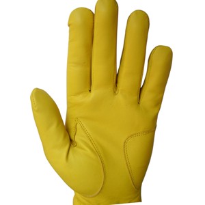Guante de Golf de Piel de Cabretta Suave para Mano Izquierda o Derecha con Franjas Amarillas en la Muñeca, Impresión de Logotipo Personalizado - Product Image 2
