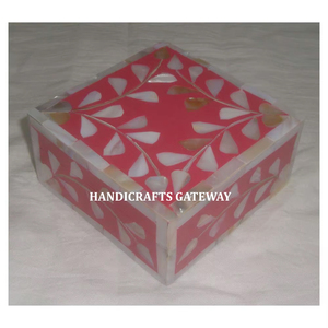 Cajas de Joyería de Madera con Forma Cuadrada, Color Rojo, Madreperla, Diseño Exclusivo, Hechas a Mano, para Decoración del Hogar y Bodas - Product Image 1