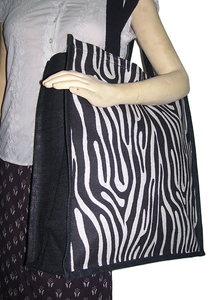 Zebra Print Jute Tote <b>Bag</b> Eco-Friendly Shopping <b>Bag</b> Natural Fiber Reusable Rope Handle <b>Medium</b> <b>Size</b> - Product Image 3