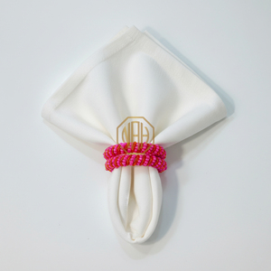 Handmade Napkin Ring in Pink and Orange Beads Glass Napkin Holder Tableware for Parties <b>Other</b> Colors Available - Product Image 1