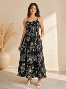 Vestido Occidental Bordado de Manga Larga con Hombros Abullonados, Cuello Mandarín y Cuello en V, Color Verde Azulado Sólido, de Alta Calidad al por Mayor - Product Image 1