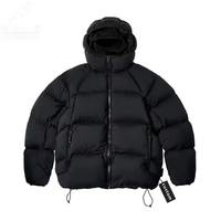 Veste d'hiver rembourrée à capuche pour homme, coupe ample, coupe-vent, décontractée, fermeture éclair, couleur unie beige