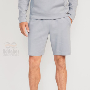 Shorts Bermuda en Coton Gris Clair pour Homme, Taille Mi-Haute, Fermeture à Cordon, Poches Avant, Décontracté, Respirant, en Tissu Tricoté - Product Image 3