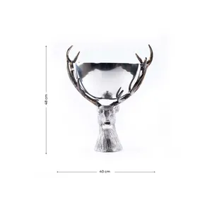 Stainless Steel Deer Head Ice Bucket Handmade Metal Sculpture 48cm Height Tabletop Decor <b>Rustic</b> Animal Theme - Product Image 1