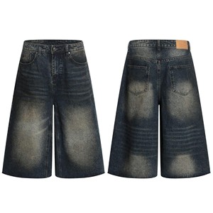 Shorts en jean pour hommes en gros OEM – Prix usine, denim extensible, coupe décontractée, jorts d'été, logo personnalisé pour les acheteurs de détail mondiaux - Product Image 1