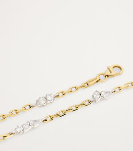Yellow Gold Platinum Diamond Station <b>Bracelet</b>, Two Tone Diamond Chain <b>Bracelet</b>, Posey Inspired Luxury Floral Diamond <b>Bracelet</b> - Product Image 5