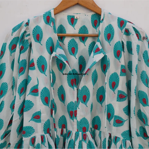 Beautiful floral Cotton Block Printed dress Dress For Casual wear Hand Block Printed Dress - Product Image 5