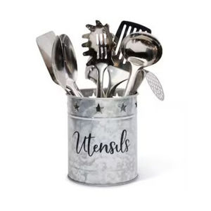 Organizador de utensilios metálicos de primera calidad, estilo rústico, de acero galvanizado, con asa, para uso en cocina y hoteles. - Product Image 2