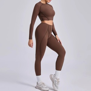 Ensemble de vêtements de sport pour femme, taille plus, respirant, sans couture, 2 pièces, avec logo personnalisé, pour la gym, le fitness, le yoga - Product Image 3