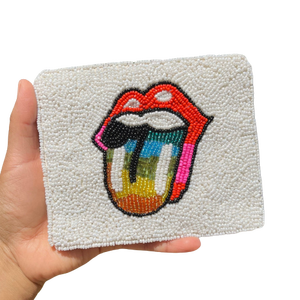 BY MULTI CRAFT Popular Classic Coin Pouch Handmade Beaded Coin Purse with Detachable <b>Ring</b> for Gameday Money Storage and Cards - Product Image 6