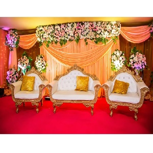 Canapé Trône de Mariage Indien du Sud pour Roi et Reine, Ensemble Personnalisé de 2 Places pour Couple, Achat de Canapé avec Chaises pour Mariage - Product Image 1