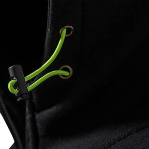 Sudadera con capucha y cremallera para hombre, color negro, forro polar, color sólido, informal, ajustada, para otoño - Product Image 5