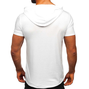 <b>Men</b> Half <b>Sleeve</b> <b>Hoodie</b> Performance Fabric Casual Streetwear Custom Logo Oem Odm Manufacturing Service - Product Image 4