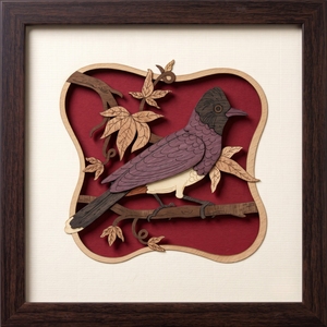 Veneer Wooden Carved Bird <b>Wall</b> Art Traditional Decor Living Room <b>Wall</b> <b>Mounted</b> Plant Pattern - Product Image 1