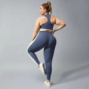 Ensemble de sport deux pièces pour femme grande taille : soutien-gorge de sport et leggings de yoga patchwork – Tenue d'entraînement 2026 - Product Image 4