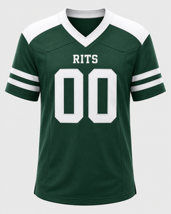 RITS Men's Green American Football Jersey O-Neck Short Sleeve Tackle Moisture Wicking Breathable Anti-Bacterial Adjustable Strap - Product Image 2